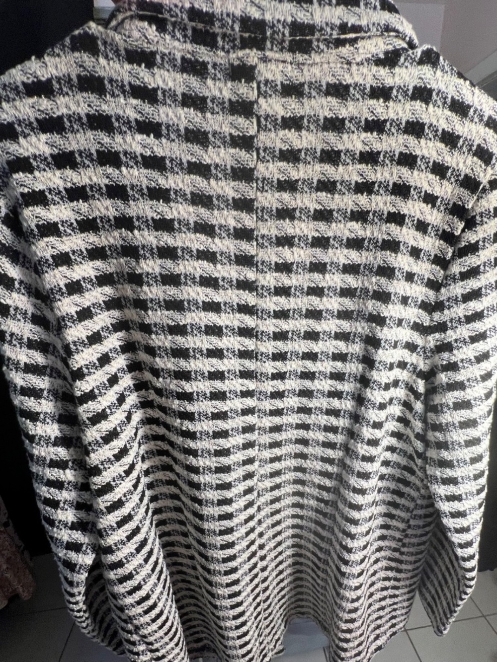 Messini Metallic Tweed Open Double Breasted Black/White Houndstooth Sz.L Jacket - Picture 13 of 15